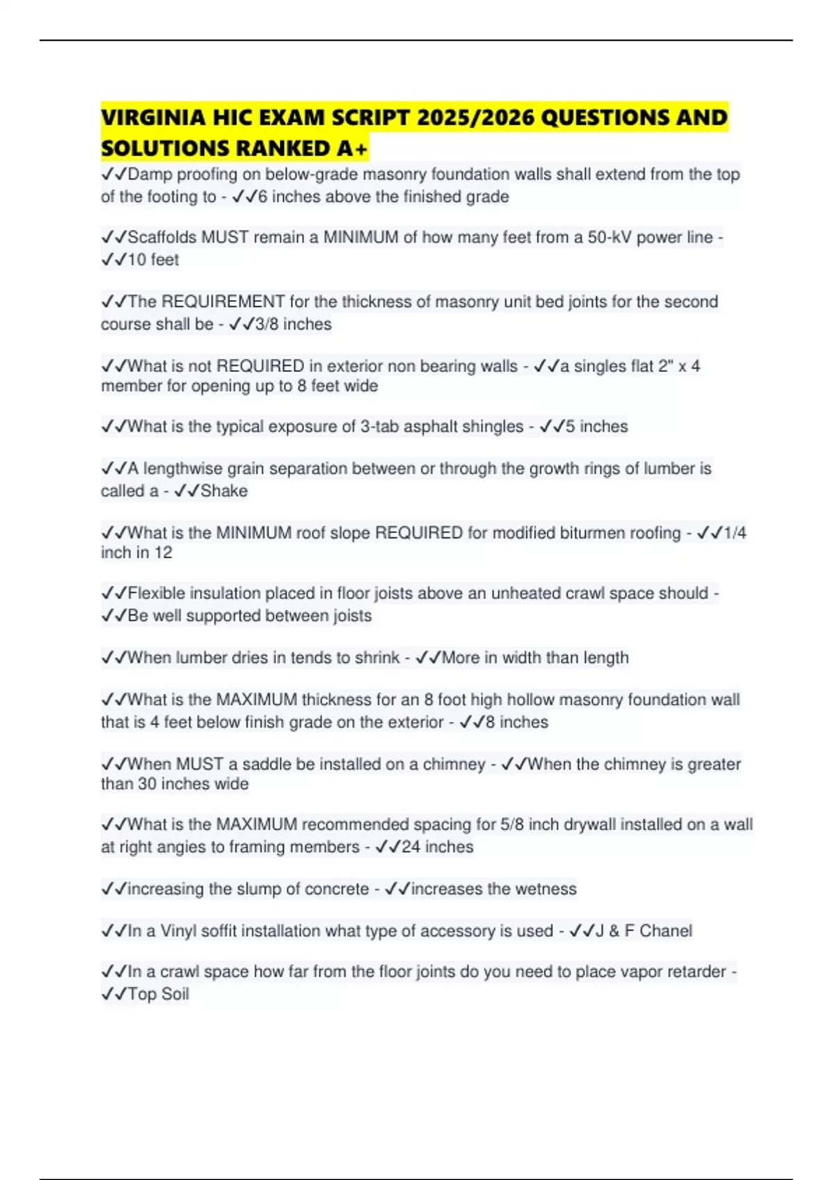 VIRGINIA HIC EXAM SCRIPT 2025/2026 QUESTIONS AND SOLUTIONS RANKED A+ ...