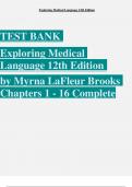 Test Bank &ndash; Exploring Medical Language &lpar;12th Edition by Myrna LaFleur Brooks&rpar; &vert; Chapters 1&ndash;16 Complete &vert; Verified 2025 Edition