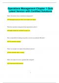 Operations Management Chapter 1 Quiz Latest Version with Certified Solutions