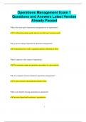Operations Management Exam 1 Questions and Answers Latest Version  Already Passed