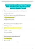 Injury And Illness Prevention Program &lpar;IIPP&rpar; Questions and Answers Latest  Version Already Passed