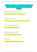 Health - Dangers of Tobacco Questions and Answers Latest Version Already  Passed