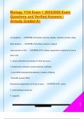 Biology 1134 Exam 1 2025&sol;2026 Exam  Questions and Verified Answers &vert;  Already Graded A&plus; 