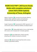 NURS 5432 FNP 1 &vert;All Exams Study Guide with complete solutions&vert; Latest 2025&sol;2026 Update&vert; University of Texas&comma; Arlington