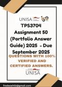 TPS3704 Assignment 50 &lpar;Portfolio Answer Guide&rpar; 2025  - Due September 2025