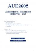 AUE2602 Assignment 4 &lpar;QUESTIONS & ANSWERS&rpar; 2025  - DUE 03 OCTOBER 2025