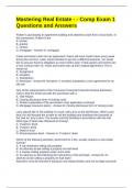 Mastering Real Estate - - Comp Exam 1 Questions and Answers