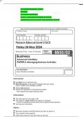 GCE PEARSON EDEXCEL LEVEL 3  BUSINESS  ADVANCED SUBSIDIARY  PAPER 2&colon; MANAGING BUSINESS ACTIVITIES  COMBINED QUESTION PAPER AND MARKING SCHEME 