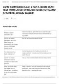 Dante Certification Level 2 Part A &lpar;2025&rpar; EXAM TEST WITH LATEST UPDATED &lpar;QUESTIONS AND ANSWERS&rpar; already passed&excl;&excl;