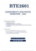 BTE2601 Assignment 5 &lpar;QUESTIONS & ANSWERS&rpar; 2025  - DUE 07 OCTOBER  2025