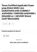 Texas Certified Applicator Exam prep EXAM 2025 &vert; ALL QUESTIONS AND CORRECT ANSWERS &vert; VERIFIED ANSWERS &vert; GRADED A&plus; &vert; NEWEST EXAM &lpar;JUST RELEASED&rpar;