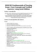 HESI RN Fundamentals of Nursing Exam &vert; Core Concepts and Verified Answers &vert; 2025&sol;2026 Edition