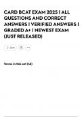 CARD BCAT EXAM 2025 &vert; ALL QUESTIONS AND CORRECT ANSWERS &vert; VERIFIED ANSWERS &vert; GRADED A&plus; &vert; NEWEST EXAM &lpar;JUST RELEASED&rpar;