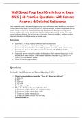 Wall Street Prep Excel Crash Course Exam 2025-2026 &vert; 48 Practice Questions with Correct Answers & Detailed Rationales