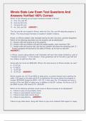 Illinois State Law Exam Test Questions And  Answers Verified 100&percnt; Correct 