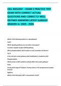 CELL BIOLOGY &ndash; EXAM 3 PRACTICE TEST EXAM WITH CORRECT ACTUAL QUESTIONS AND CORRECTLY WELL DEFINED ANSWERS LATEST ALREADY GRADED A&plus; 2025 - 2026