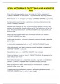 Body Mechanics questions and answers 2025