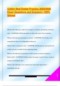 COLIBRI REAL ESTATE EXAM PACKAGE DEAL QUESTIONS AND VERIFIED DETAILED ANSWERS &vert; 100&percnt; GUARANTEED PASS &vert; ALREADY GRADED A&plus;