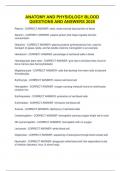 Anatomy and Physiology Blood questions and answers 2025
