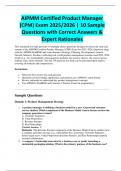 AIPMM Certified Product Manager &lpar;CPM&rpar; Exam 2025&sol;2026 &vert; 10 Sample Questions with Correct Answers & Expert Rationales