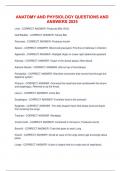 Anatomy and Physiology questions and answers 2025