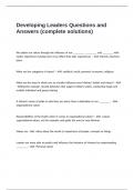 Developing Leaders Questions and Answers &lpar;complete solutions&rpar;