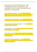 NUR 631 ADVANCED PHYSIOLOGY AND PATHOPHYSIOLOGY QUESTIONS AND ANSWERS EXAM LATEST 2025-2026 UPDATE &vert;GRADE A&plus; GUARANTEE