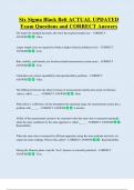 Six Sigma Black Belt ACTUAL UPDATED   Exam Questions and CORRECT Answers 