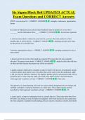 Six Sigma Black Belt UPDATED ACTUAL  Exam Questions and CORRECT Answers 