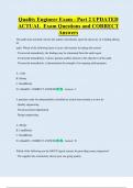 Quality Engineer Exam - Part 2 UPDATED  ACTUAL  Exam Questions and CORRECT  Answers 