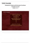 Test Bank for Managing for Quality and Performance Excellence 11th Edition by Evans &lpar;All Chapters 1 - 14 &sol; Complete&rpar;