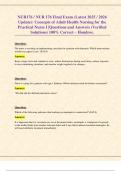 NUR176 &sol; NUR 176 Final Exam &lpar;Latest 2025 &sol; 2026 Update&rpar;&colon; Concepts of Adult Health Nursing for the Practical Nurse I &vert;Questions and Answers &lpar;Verified Solutions&rpar; 100&percnt; Correct &ndash; Hondros&period;