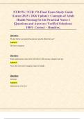 NUR176 &sol; NUR 176 Final Exam Study Guide &lpar;Latest 2025 &sol; 2026 Update&rpar;&colon; Concepts of Adult Health Nursing for the Practical Nurse I &vert;Questions and Answers &lpar;Verified Solutions&rpar; 100&percnt; Correct &ndash; Hondros&period;