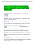 MANICURE AND PEDICURE EXAM QUESTIONS WITH 100&percnt; CORRECT ANSWERS 