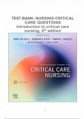 Test Bank for Introduction to Critical Care Nursing 8th Edition by Mary Lou Sole
