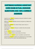 BUNDLE FOR HARTMAN'S NURSING ASSISTANT EXAMS 2025&sol;2026 Q&A 100&percnt; PASS