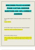WISCONSIN POLICE ACADEMY PHASE 3 ACTUAL 2025&sol;2026 QUESTIONS AND 100&percnt; CORRECT ANSWERS