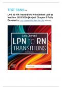 TEST BANK For LPN To RN TranSitionS 6th Edition LateSt VerSion 2025&sol;2026 &lbrack;A&plus;&rsqb; All ChapterS Fully Covered By Lora Claywell Phd MSN RN CNE &lpar;Author&rpar;