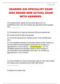 HEARING AID SPECIALIST EXAM  2025 BRAND NEW ACTUAL EXAM  WITH ANSWERS&period;