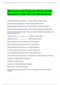 Manicure and Pedicure Study Guide Questions with All Correct Answers 