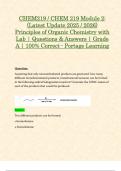 CHEM219 &sol; CHEM 219 Module 2&colon; &lpar;Latest Update 2025 &sol; 2026&rpar; Principles of Organic Chemistry with Lab &vert; Questions & Answers &vert; Grade A &vert; 100&percnt; Correct - Portage Learning