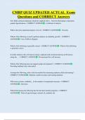 CMRP QUIZ UPDATED ACTUAL  Exam  Questions and CORRECT Answers 