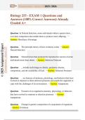 Biology 255 - EXAM 1 Questions and  Answers &lpar;100&percnt; Correct Answers&rpar; Already  Graded A&plus;