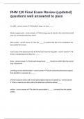 PHM 110 Final Exam Review (updated) questions well answered to pass
