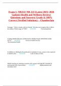 Exam 1&colon; NR222&sol; NR 222 &lpar;Latest 2025&sol; 2026 Update&rpar; Health and Wellness Review&vert; Questions and Answers&vert; Grade A&vert; 100&percnt; Correct &lpar;Verified Solutions&rpar; &ndash; Chamberlain