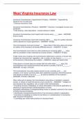 WEST VIRGINIA INSURANCE LAW EXAM NEWEST ACTUAL EXAM WITH COMPLETE QUESTIONS AND CORRECT VERIFIED ANSWERS &lpar;DETAILED ANSWERS&rpar; ALREADY GRADED A&plus; 100&percnt; GUARANTEED TO PASS CONCEPTS&excl;&excl;&excl;