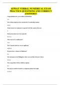 AFPSAT VERBAL NUMERICAL EXAM PRACTICE QUESTIONS AND CORRECT ANSWERS&excl;