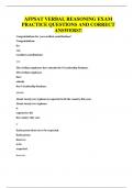 AFPSAT VERBAL REASONING EXAM PRACTICE QUESTIONS AND CORRECT ANSWERS