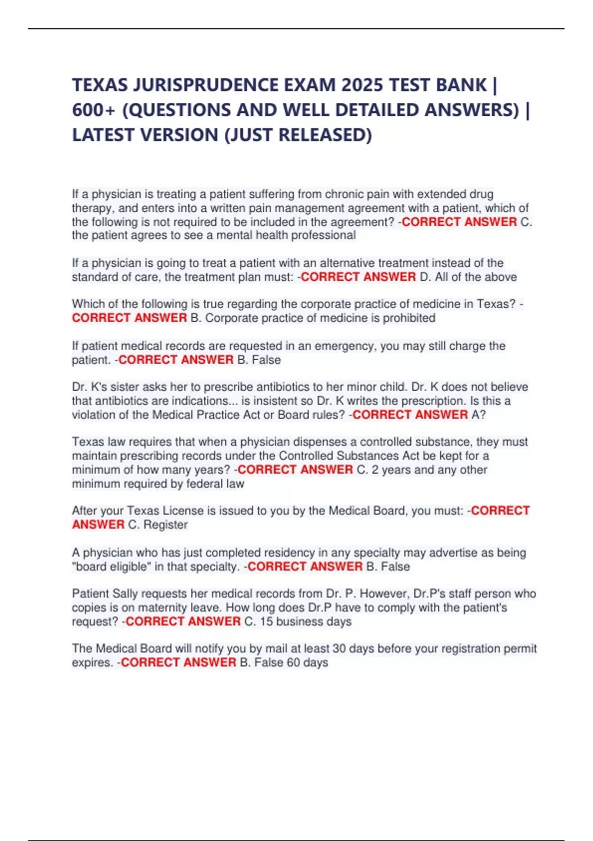 Jurisprudence Test Answers - Verified Academic Solutions