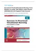 TEST BANK For Success In Practical&sol;Vocational Nursing&colon; From Student To Leader 10th Edition  Latest version 2025 by Lisa Carroll Phd RN Janyce L Collier MSN RN CNE &lpar;Author&rpar;